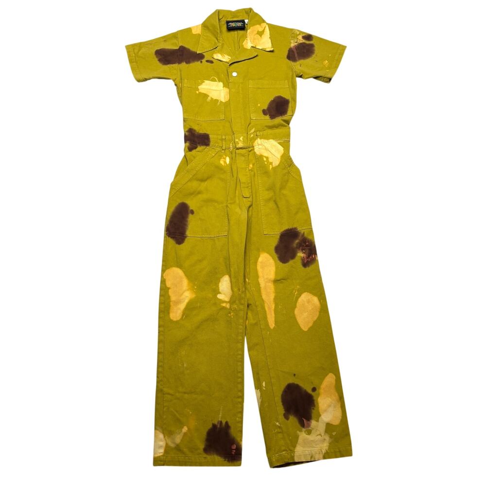 Big Bud Press Bleach Dyed Short Sleeve Jumpsuit Women's Small Utility Boho Indie